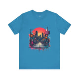 Sunset City Street T-Shirt – Vibrant Urban Skyline Art Tee