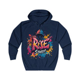 Navy Rise Street Hoodie – Vibrant Urban Art Graphic for Streetwear Enthusiasts