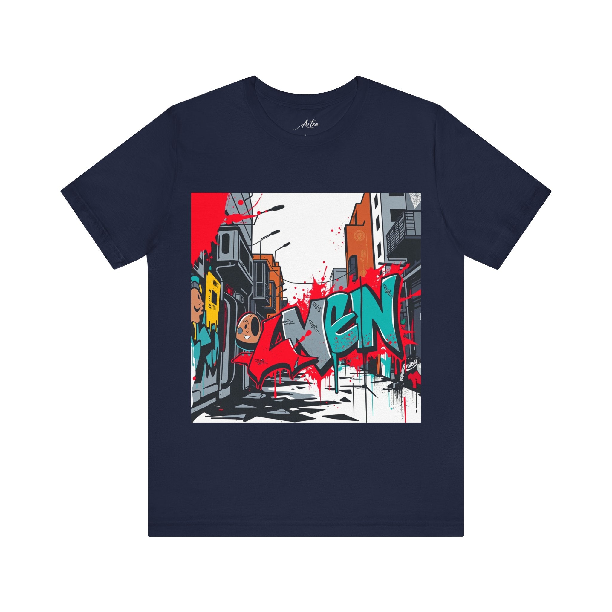 Navy VEN Graffiti T-Shirt – Bold Street Art Graphic Tee for Urban Style