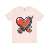Navy Blue Heart & Music Graphic T-Shirt
