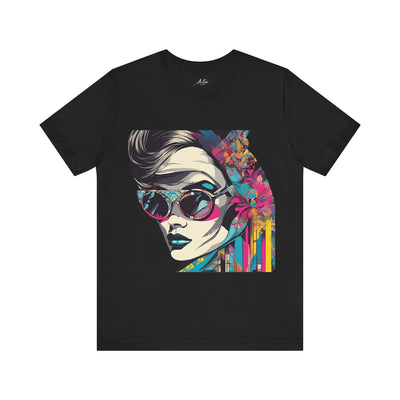 Retro Vibes Women's T-Shirt - Neon Geometric Design
